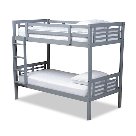 Baxton Studio Liam Grey Finished Wood Twin Size Bunk Bed 157-9633